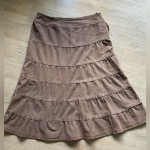 Brown Denim Tiered Skirt